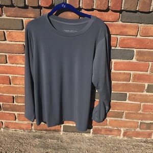 Susan Graver Grey long sleeved liquid knit top.